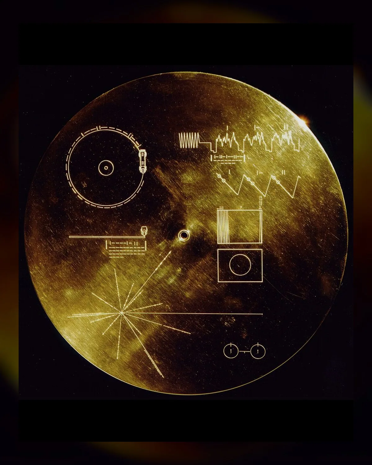 The engraved cover of the Voyager Golden Record